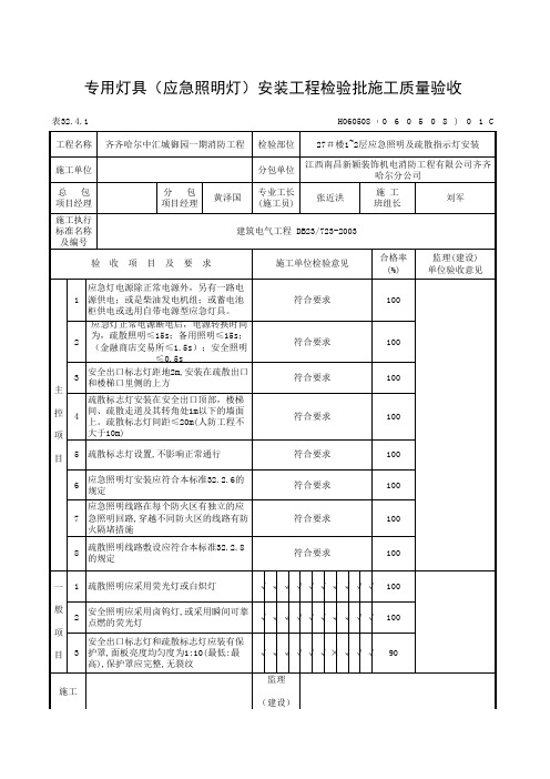 27#楼应急照明安装检验批