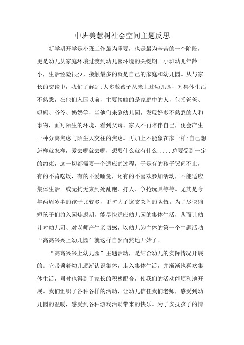 中班美慧树社会空间主题反思