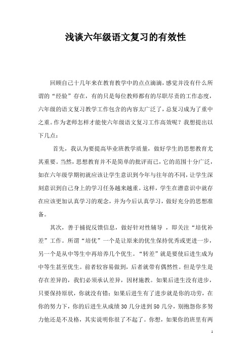 浅谈六年级语文复习的有效性