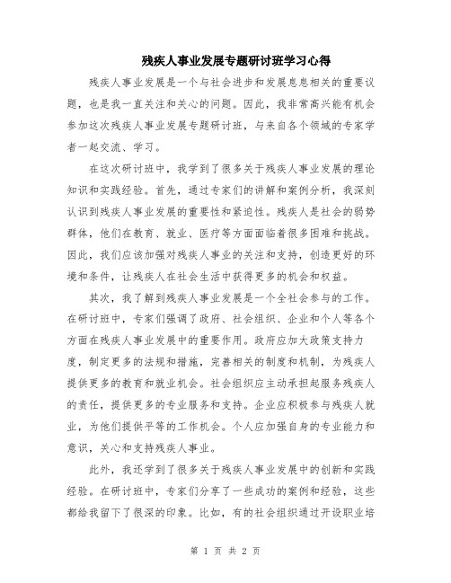 残疾人事业发展专题研讨班学习心得