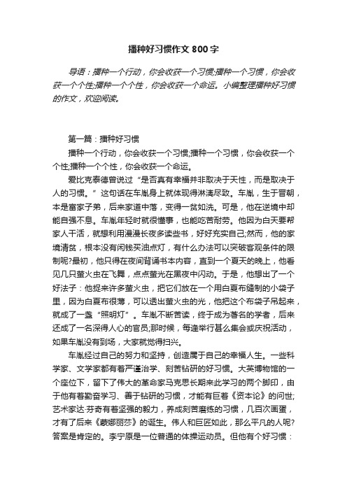 播种好习惯作文800字