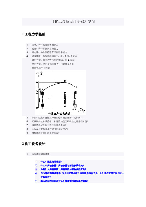 化工设备基础知识点背诵版及试题详解