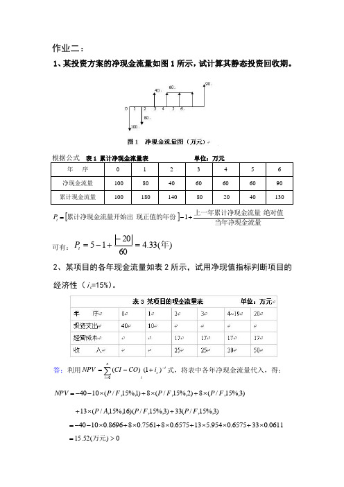 建筑工程经济学第4章 作业