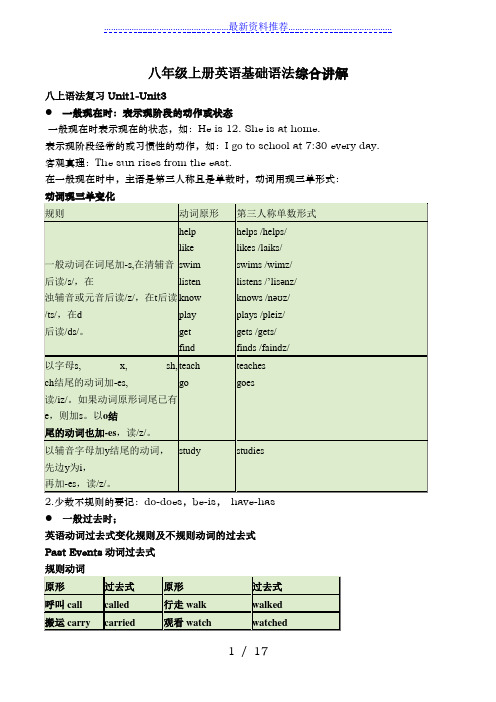 人教版八年级上册语法总结