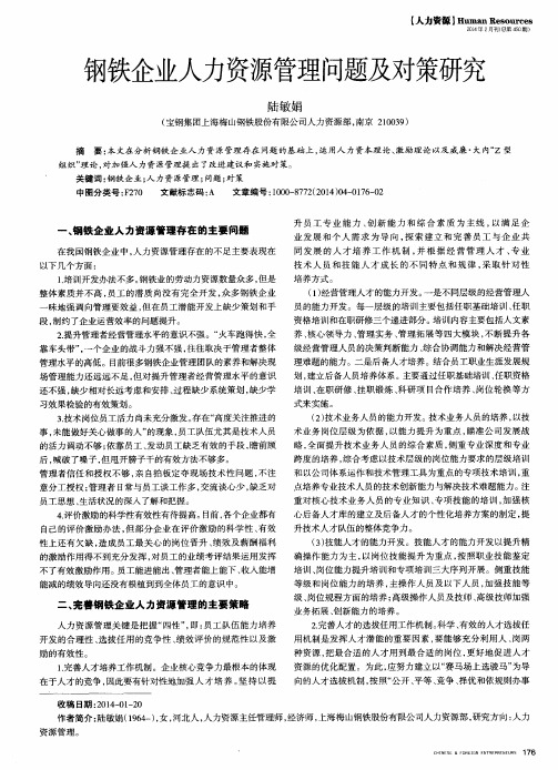 钢铁企业人力资源管理问题及对策研究