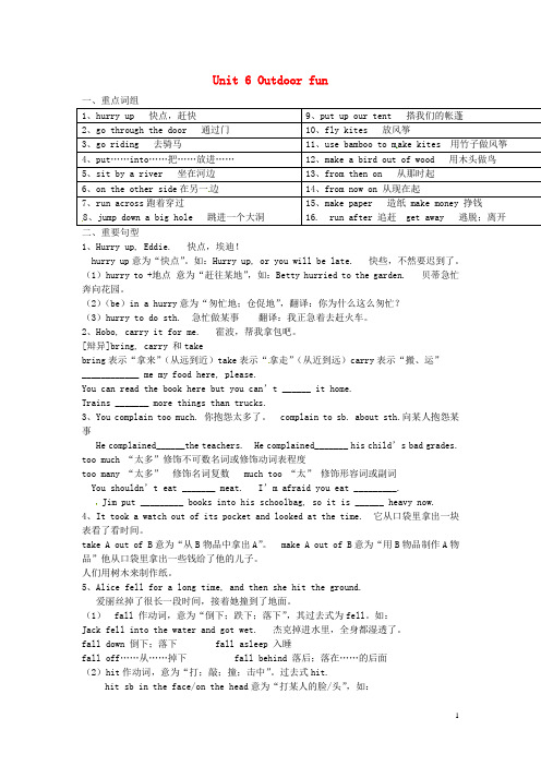 江苏省仪征市实验中学七年级英语下册Unit6Outdoorfun知识点总结(新版)牛津版