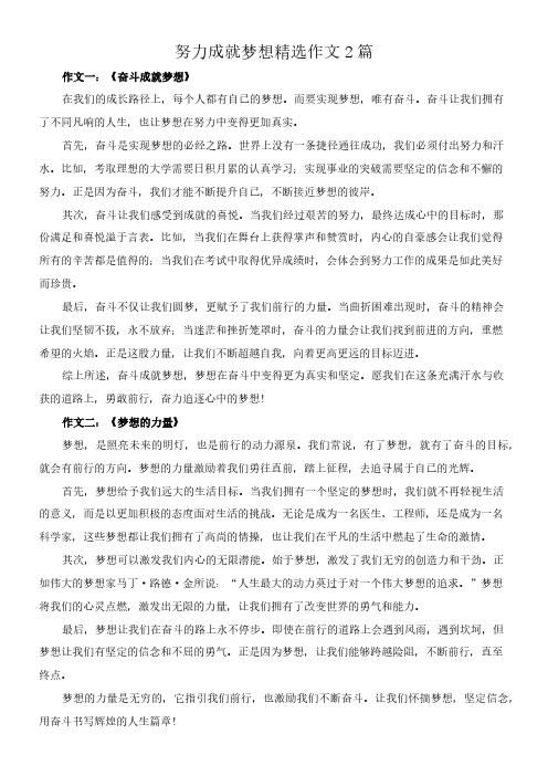 努力成就梦想 精选作文2篇