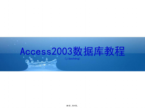 Access数据库2003教学课件-CH6(共87张)