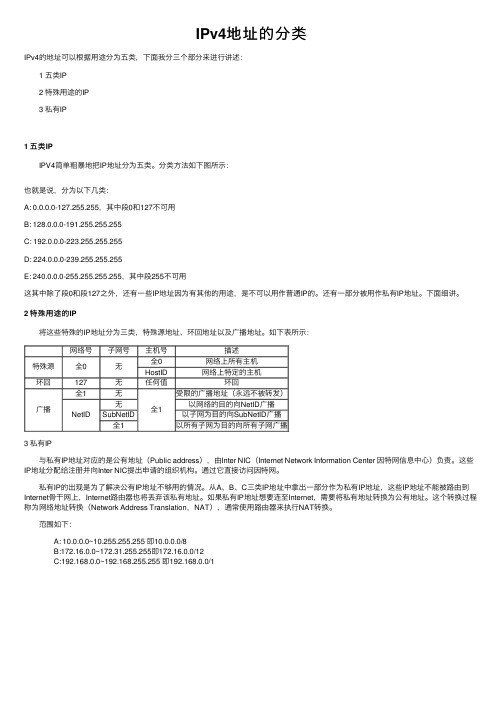 IPv4地址的分类