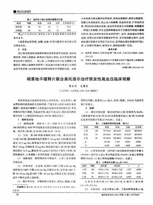 硝苯地平缓释片联合美托洛尔治疗原发性高血压临床观察