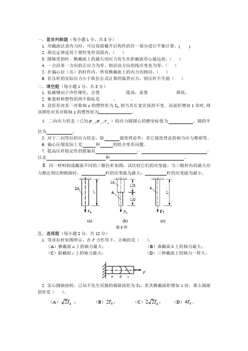 2009年青岛科技大学材料力学A