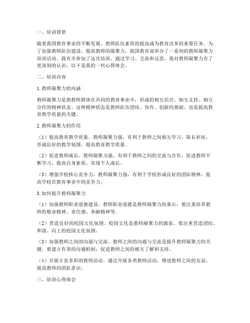 教师凝聚力培训心得体会