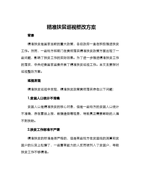 精准扶贫巡视整改方案