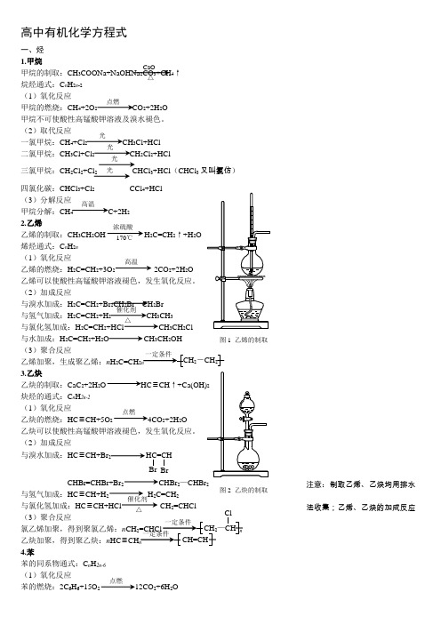 高中化学方程式有机部分