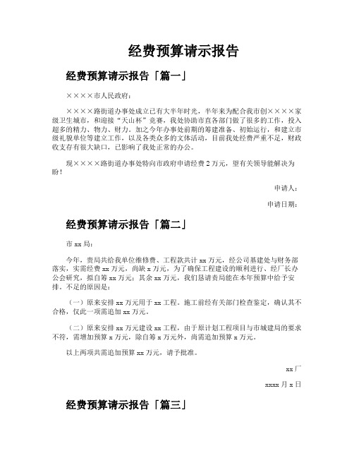 经费预算请示报告