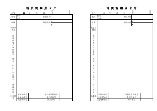 地质观察记录卡片