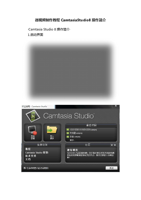 微视频制作教程CamtasiaStudio8操作简介