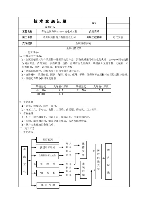 金属线槽安装技术交底