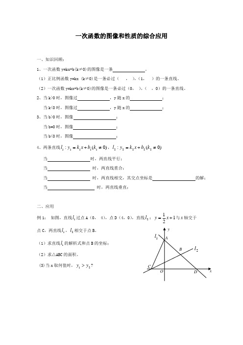 一次函数的图像和性质的综合应用