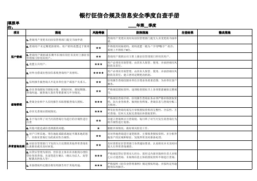 银行征信合规及信息安全季度自查手册