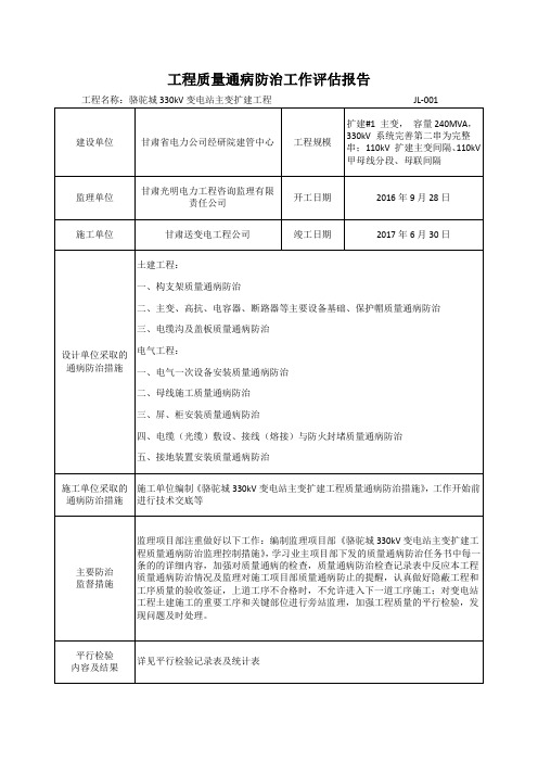 质量通病防治评估报告