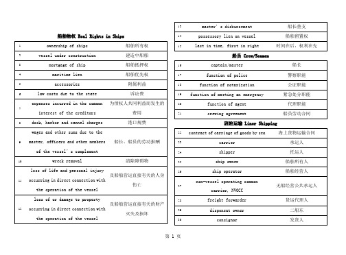 中英对照海商法术语