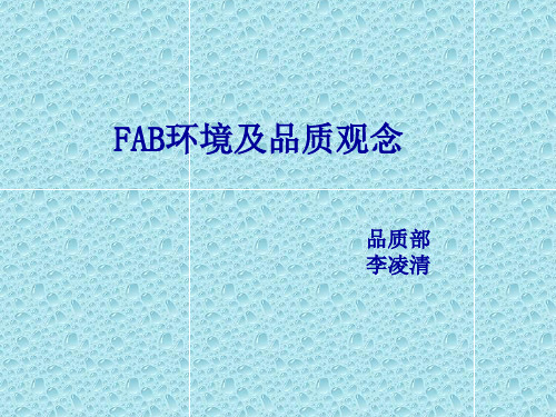 FAB环境及品质观念