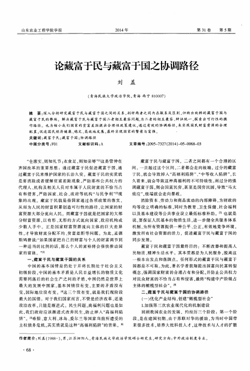 论藏富于民与藏富于国之协调路径