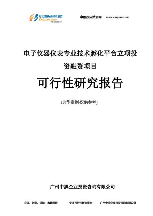 电子仪器仪表专业技术孵化平台融资投资立项项目可行性研究报告(中撰咨询)