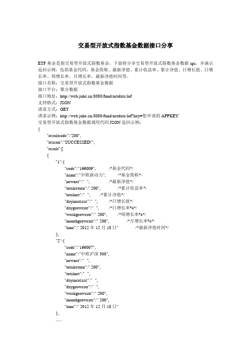 交易型开放式指数基金数据接口分享