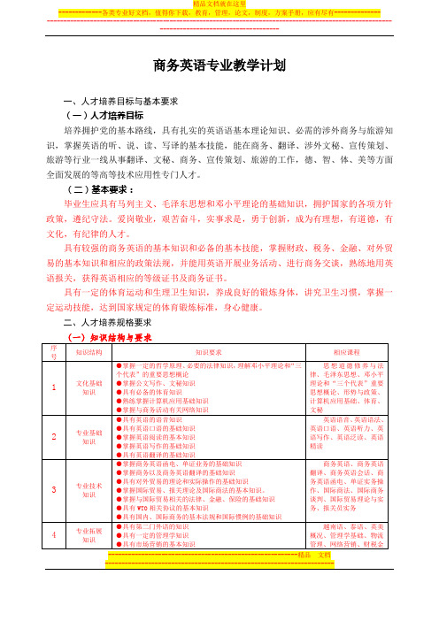 商务英语培养方案