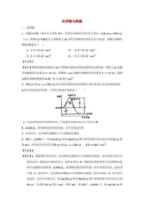 2018届高考化学三轮冲刺 化学能与热能仿真模拟训练(1)