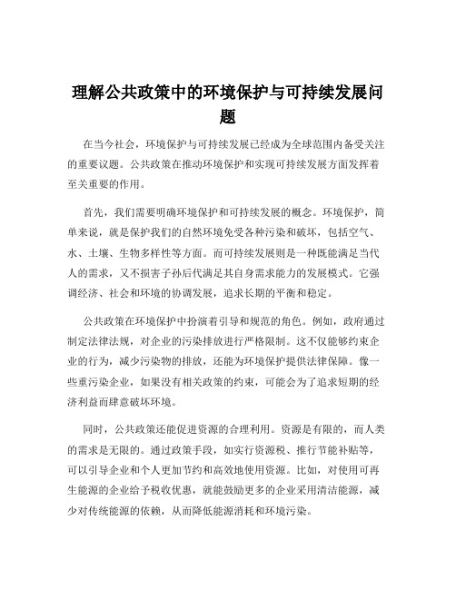 理解公共政策中的环境保护与可持续发展问题