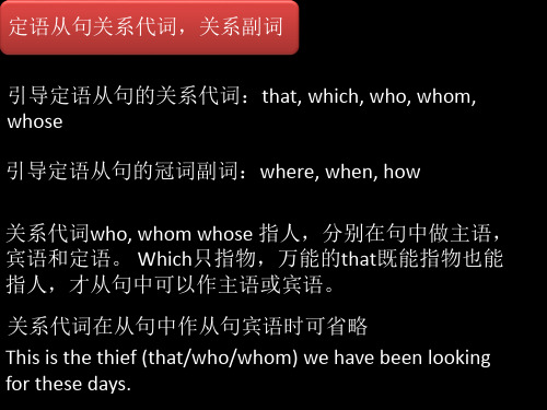 高三英语一轮复习定语从句中关系代词,关系副词,连接代词,连接副词的使用课件(共10张)