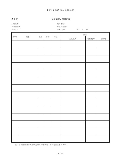 9.5.3义务消防人员登记表