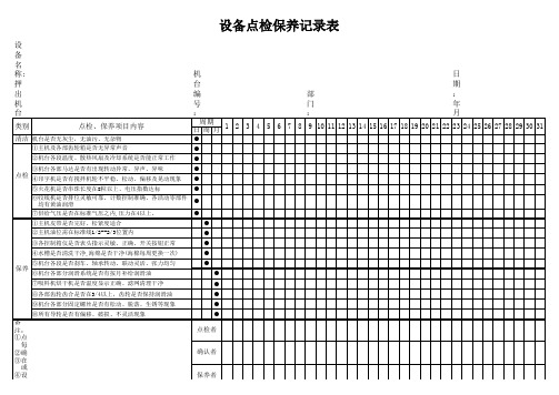 线材押出机台 设备点检保养记录表