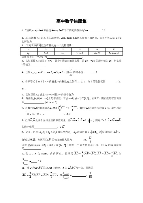 高中数学易错题整理