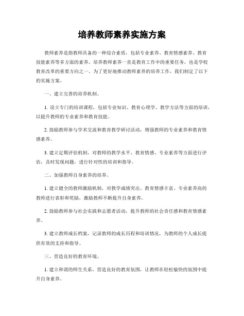 培养教师素养实施方案