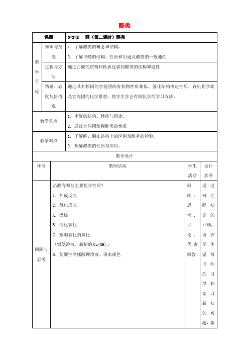 鲁科版版选修5  醛类    教 案