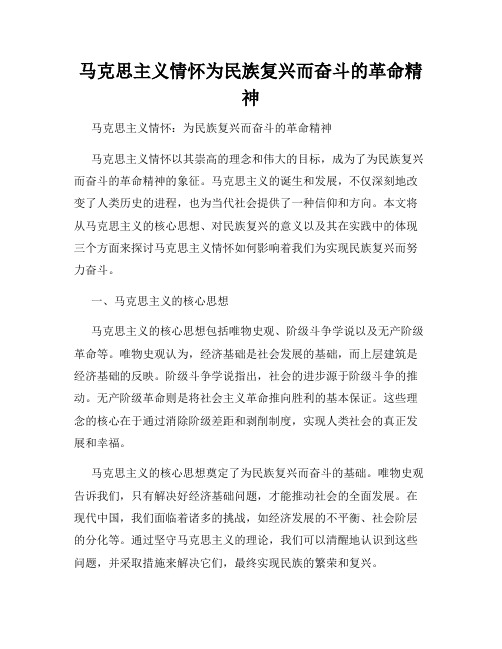 马克思主义情怀为民族复兴而奋斗的革命精神