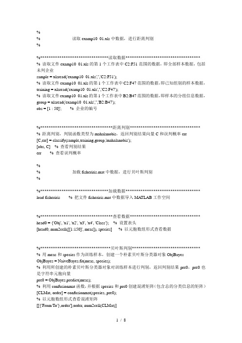 判别分析的MATLAB实现案例