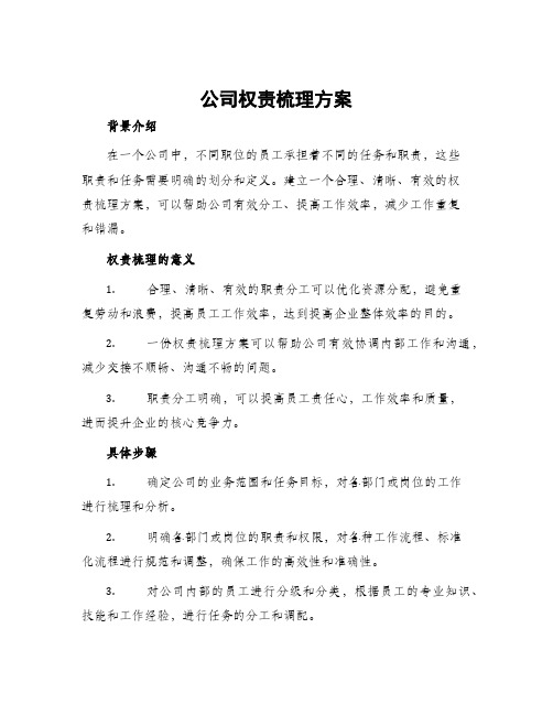 公司权责梳理方案