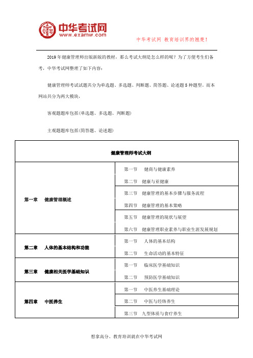 2019年健康管理师考试大纲