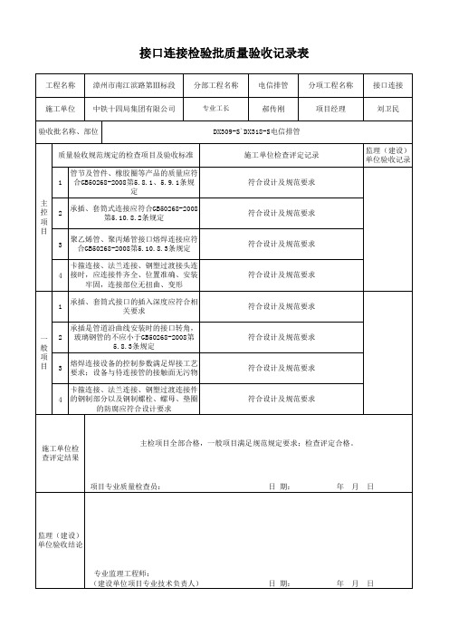 市政道路电信管道检验批