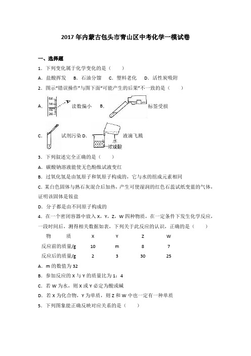 内蒙古包头市青山区2017届中考化学一模试卷(解析版)