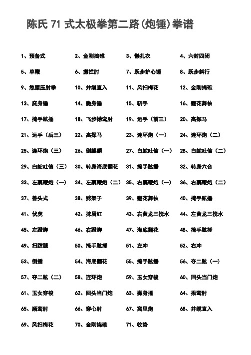 陈氏71式太极拳