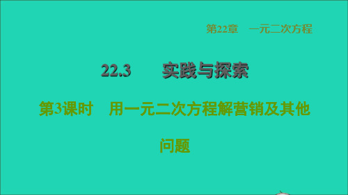 2022秋九年级数学上册 第22章 一元二次方程22.3 实践与探索 3用一元二次方程解营销及其他问