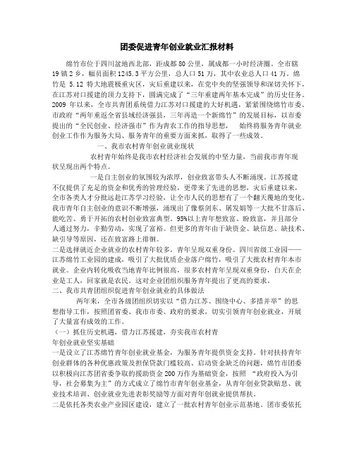 团委促进青年创业就业汇报材料