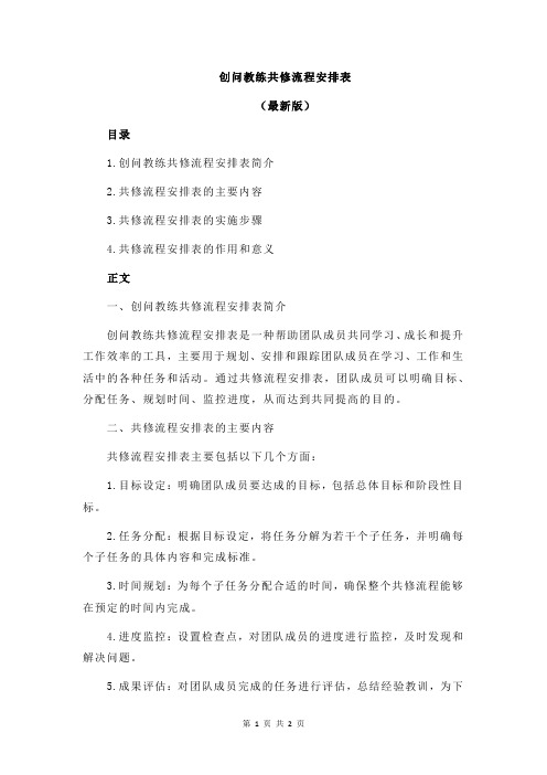 创问教练共修流程安排表