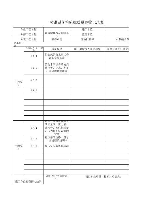 喷淋系统质量验收记录表